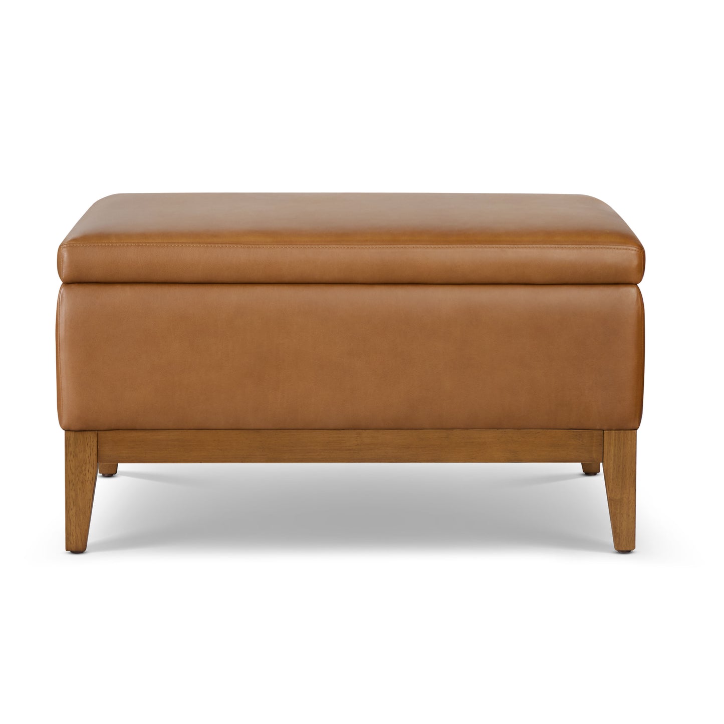 Zyon Leather Storage Ottoman (35") | Saddle Tan