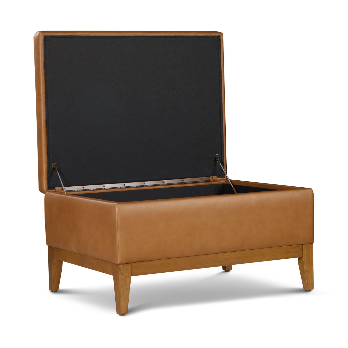 Zyon Leather Storage Ottoman (35") | Saddle Tan