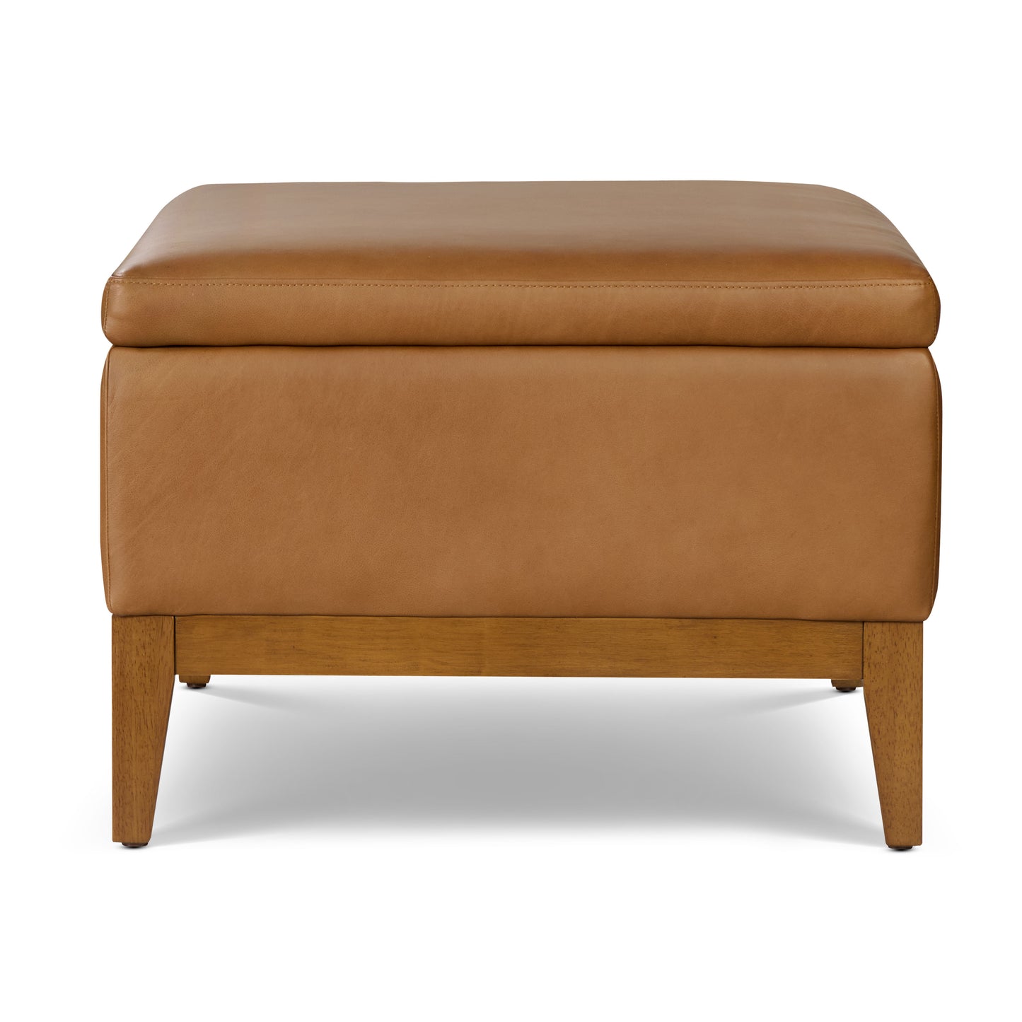 Zyon Leather Storage Ottoman (35") | Saddle Tan