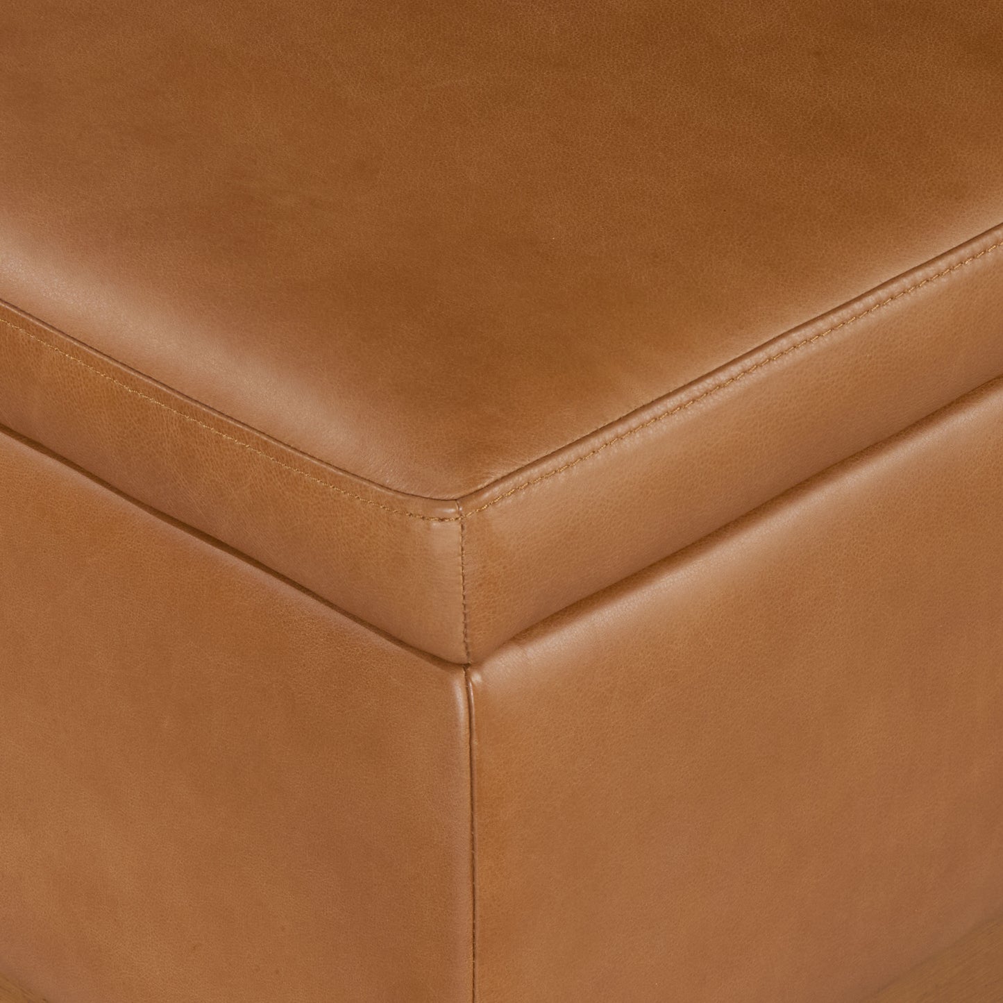 Zyon Leather Storage Ottoman (35") | Saddle Tan