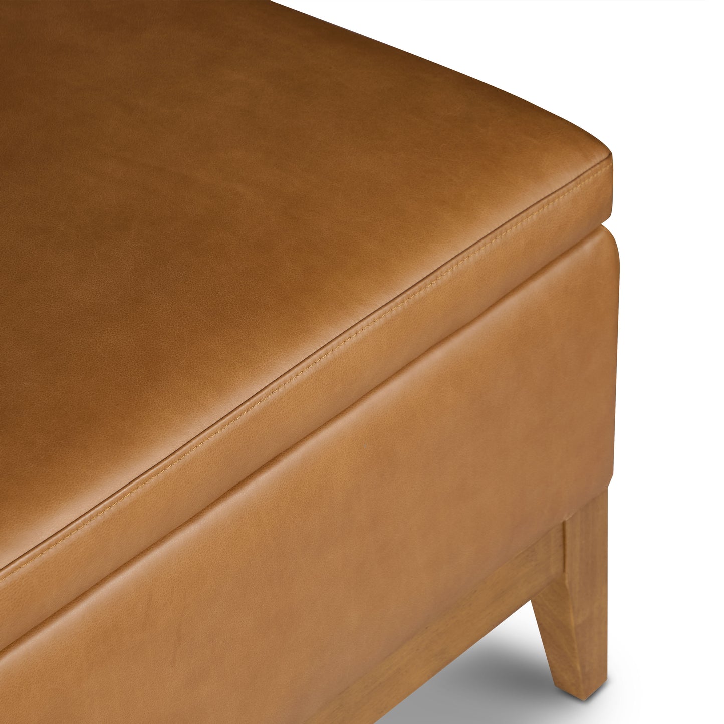 Zyon Leather Storage Ottoman (35") | Saddle Tan
