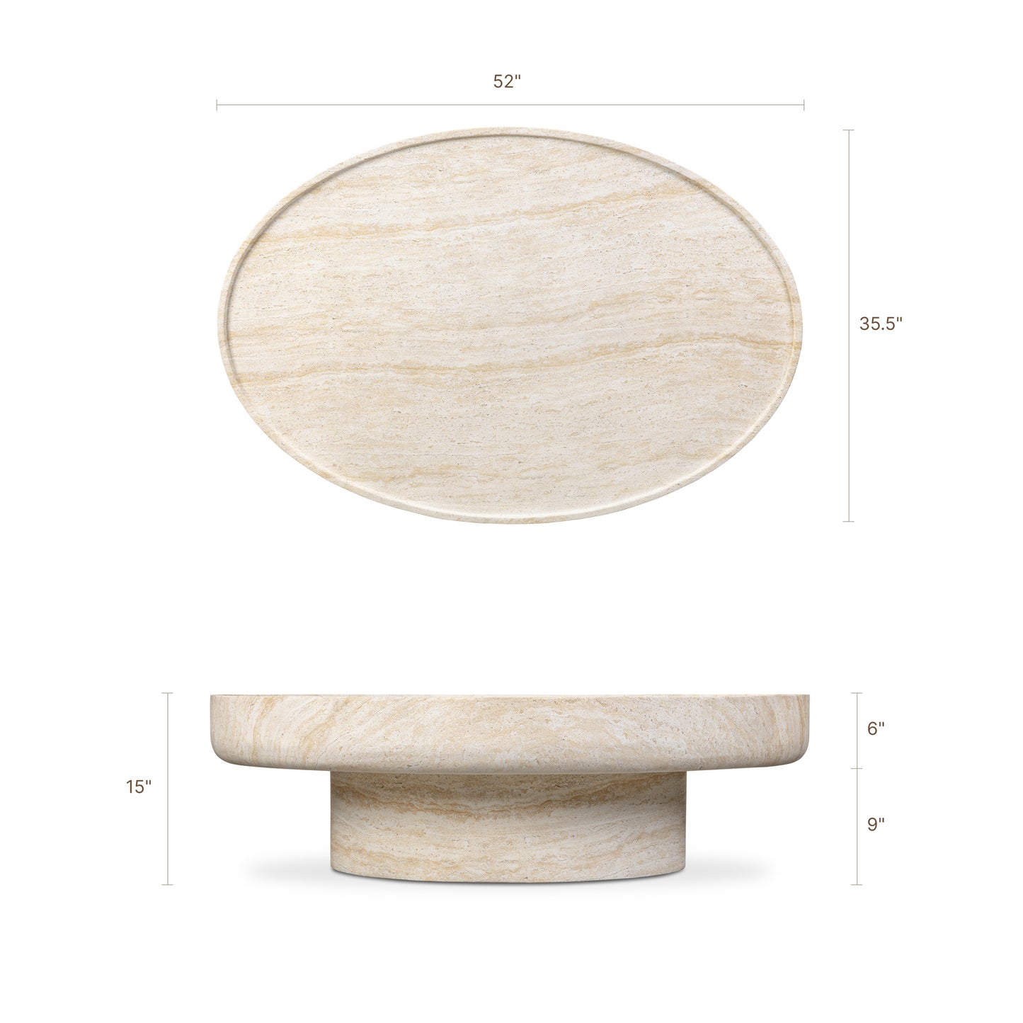 Odette 52" Coffee Table | Travertine