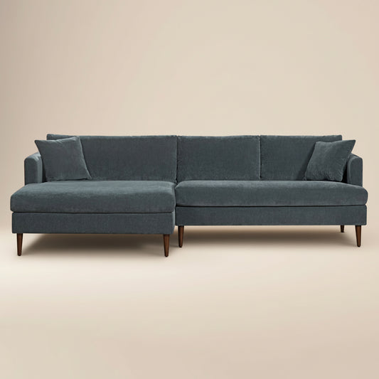 Lucerne Left-Facing Sectional with Extra-Wide Chaise | Boreal Blue