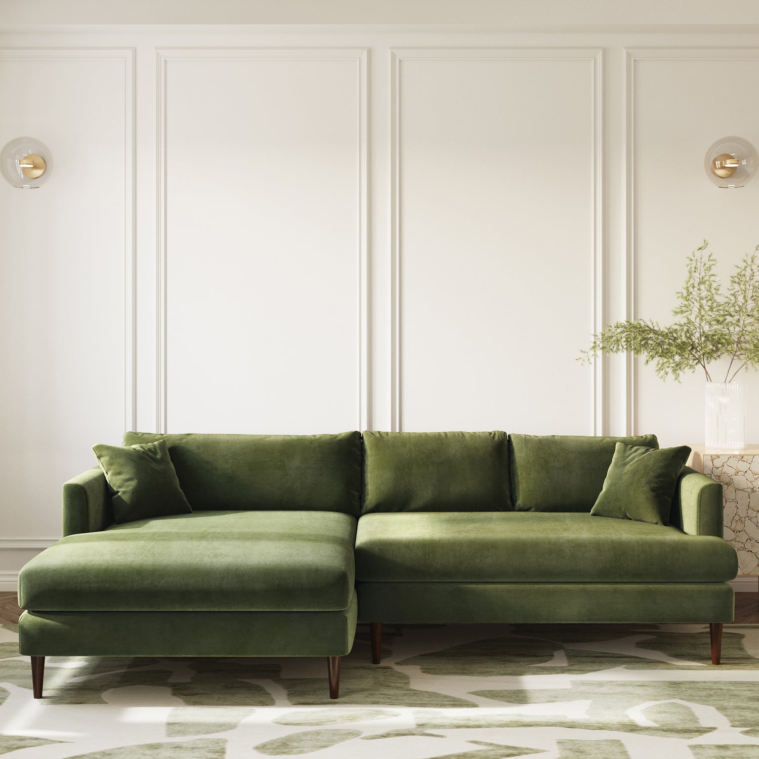 Lucerne Left-Facing Sectional with Extra-Wide Chaise | Distressed Green lifestyle_image