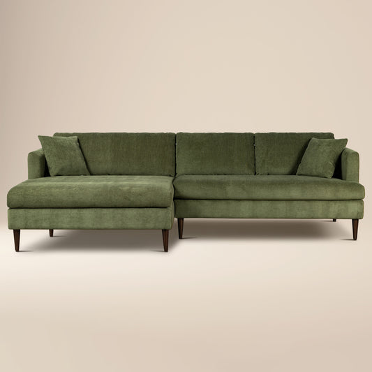 Lucerne Left-Facing Sectional with Extra-Wide Chaise | Distressed Green