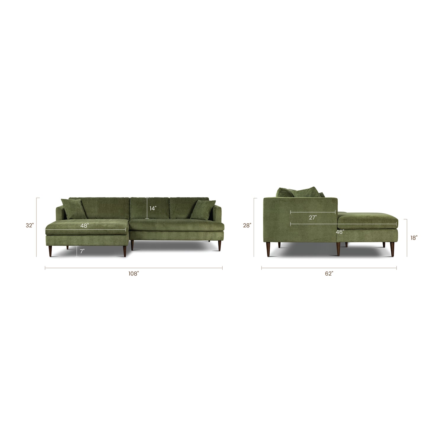 Lucerne Left-Facing Sectional with Extra-Wide Chaise | Distressed Green 