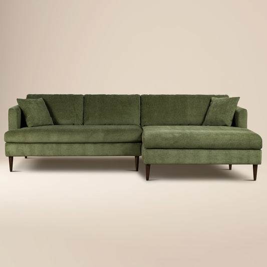 Lucerne Right-Facing Sectional with Extra-Wide Chaise | Distressed Green