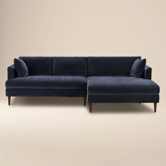 Lucerne Right-Facing Sectional with Extra-Wide Chaise | Mystic Blue