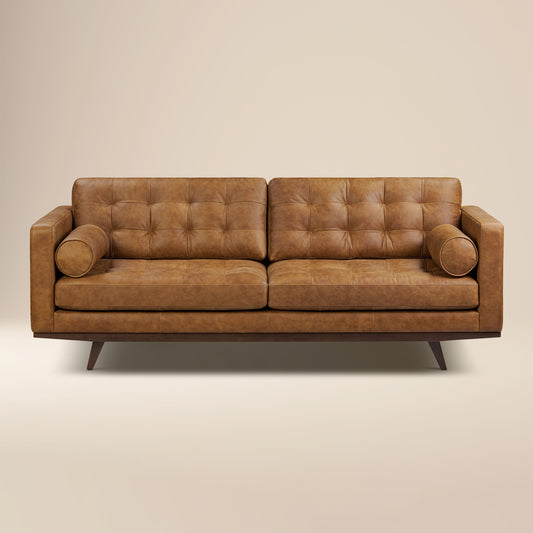 York 89" Leather Sofa | Russet Tan