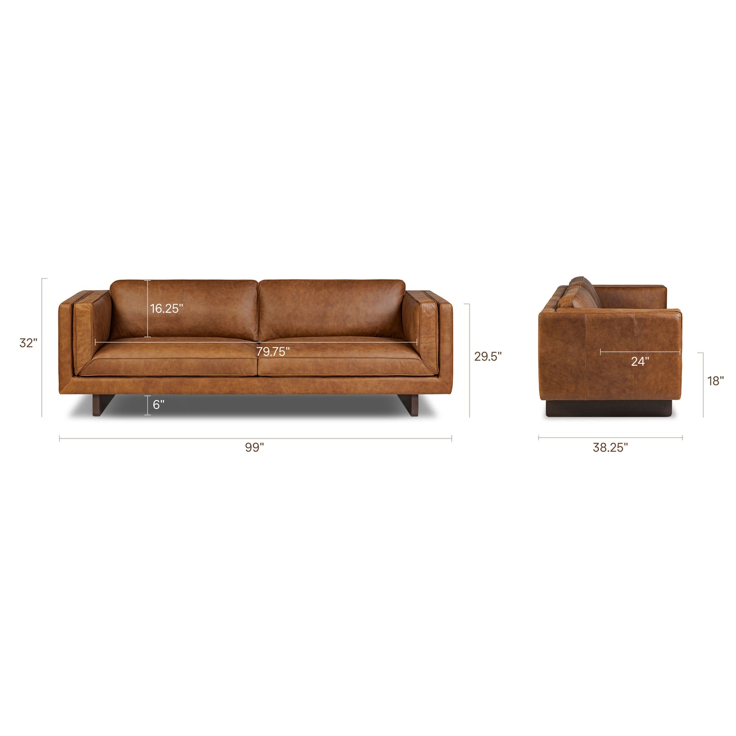 Salo 99" Leather Sofa | Russet Tan
