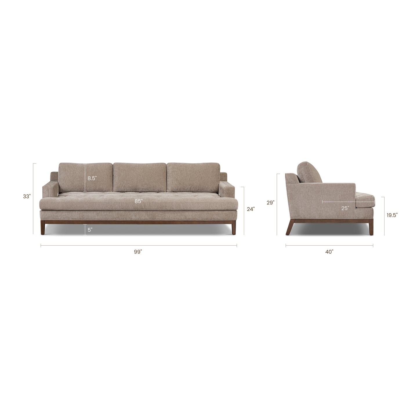 Vernon 99" Sofa | Taupe Brown