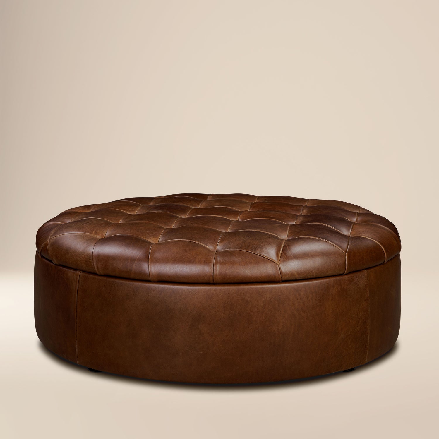 Zahra Leather Storage Ottoman | Oscuro Brown 