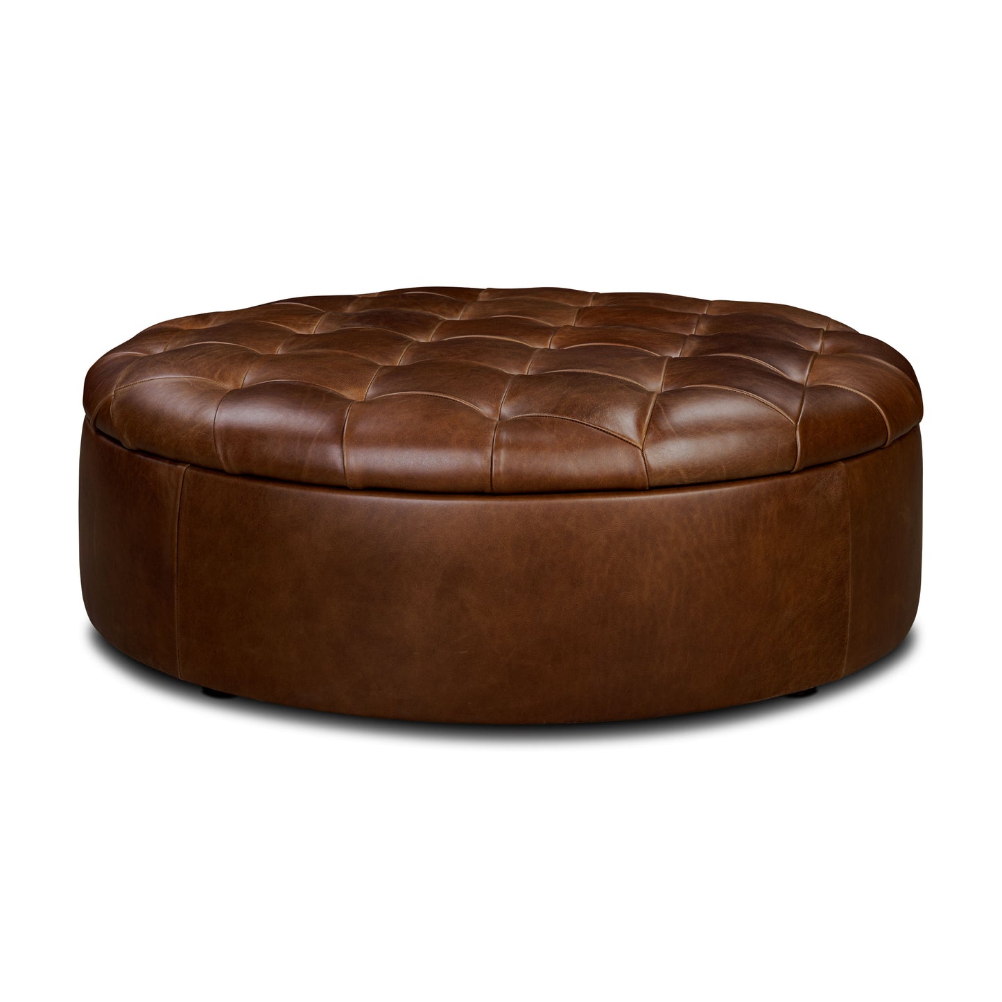 Zahra Leather Storage Ottoman | Oscuro Brown