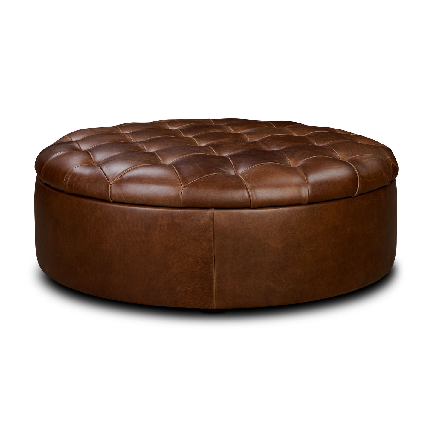 Zahra Leather Storage Ottoman | Oscuro Brown