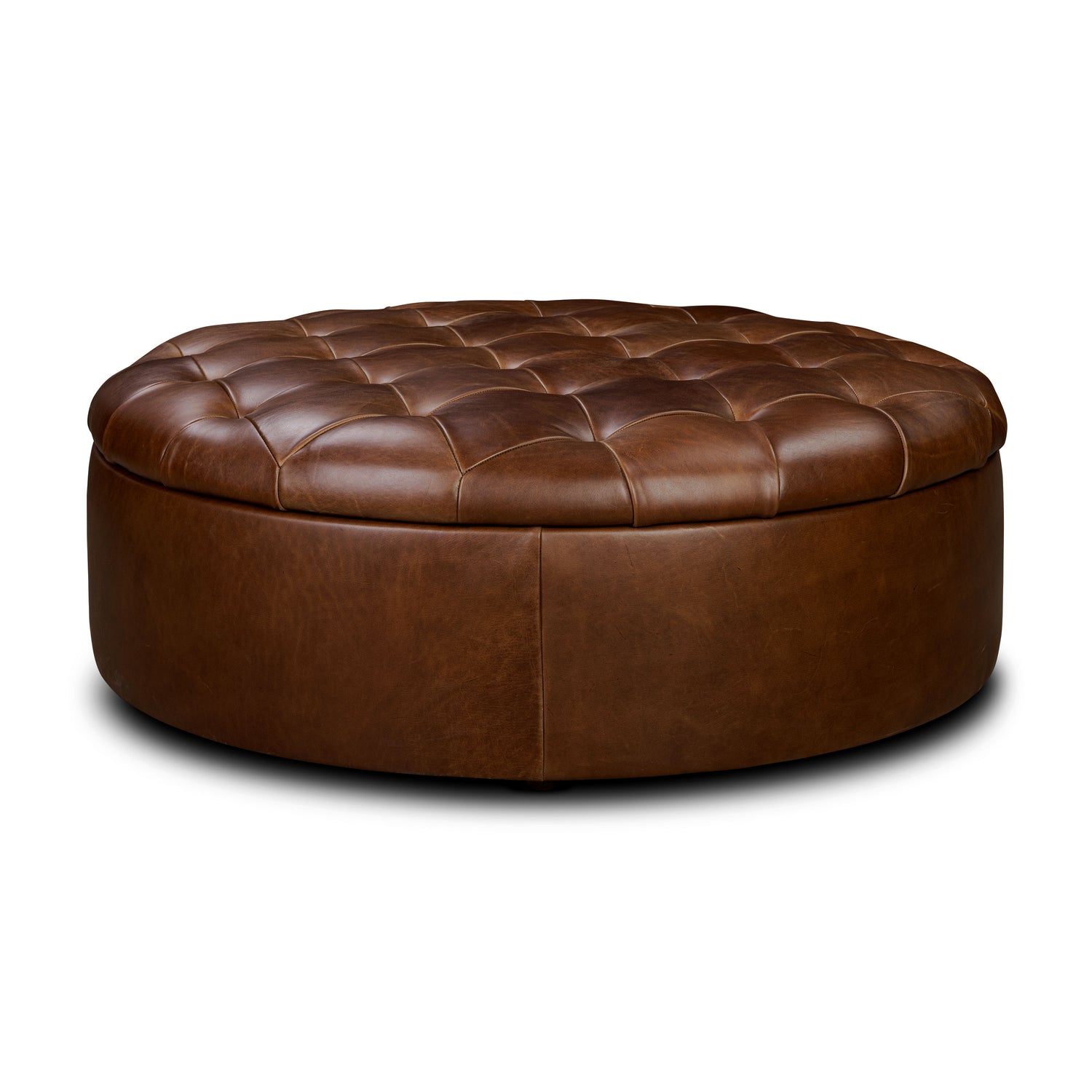 Zahra Leather Storage Ottoman | Oscuro Brown 