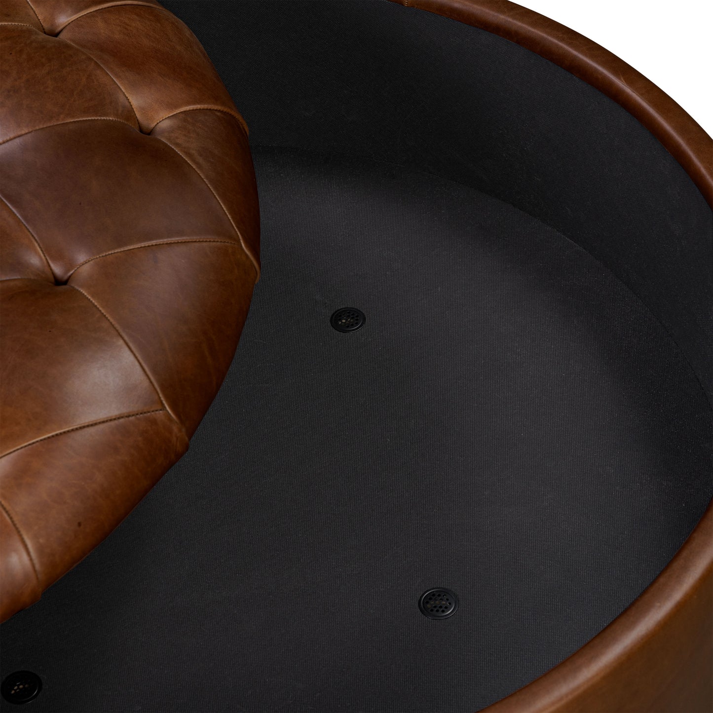Zahra Leather Storage Ottoman | Oscuro Brown