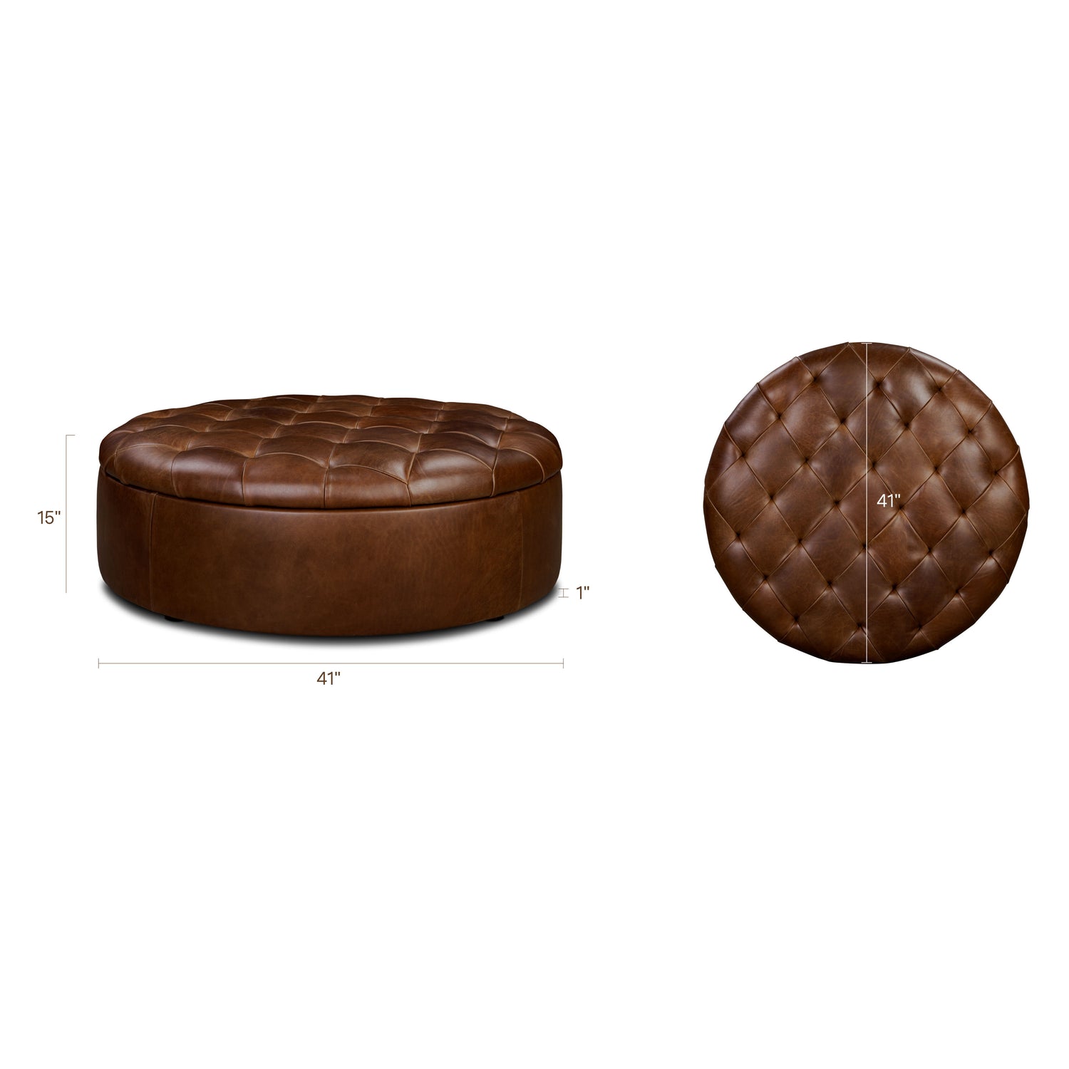 Zahra Leather Storage Ottoman | Oscuro Brown 