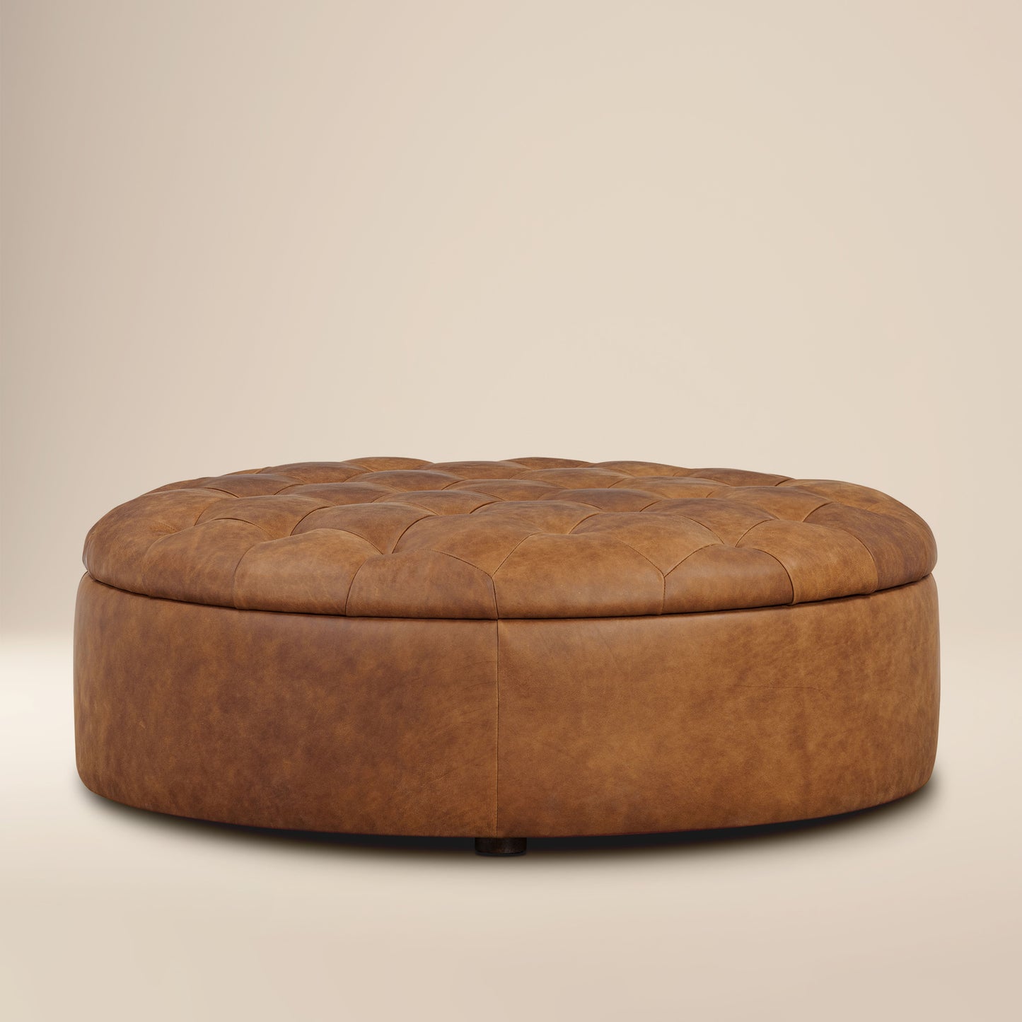 Zahra Leather Storage Ottoman | Russet Tan