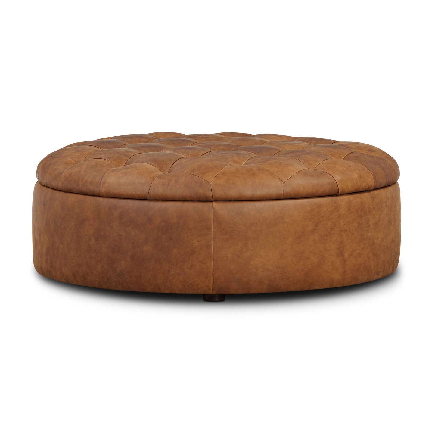 Zahra Leather Storage Ottoman | Russet Tan