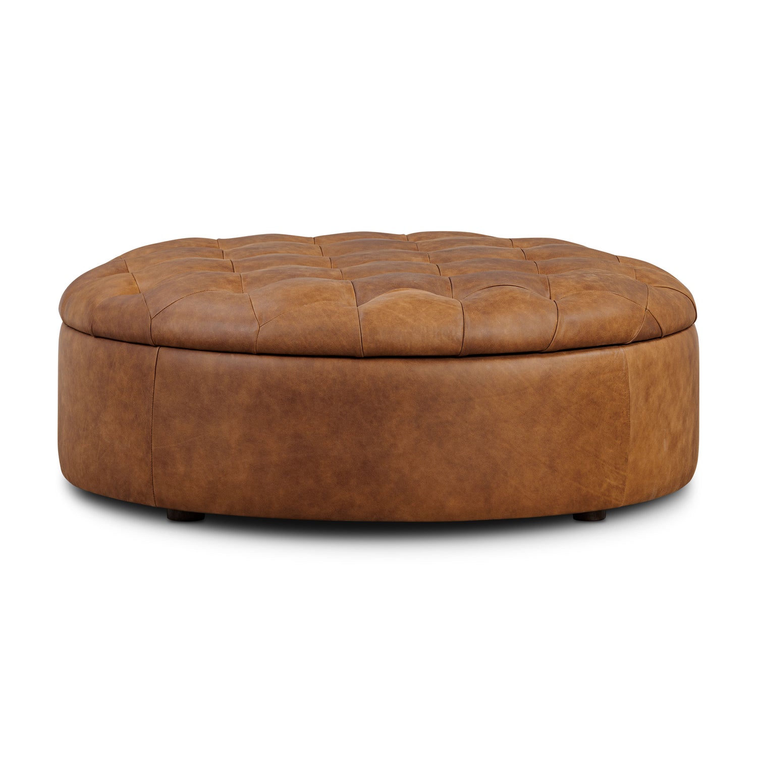 Zahra Leather Storage Ottoman | Russet Tan 