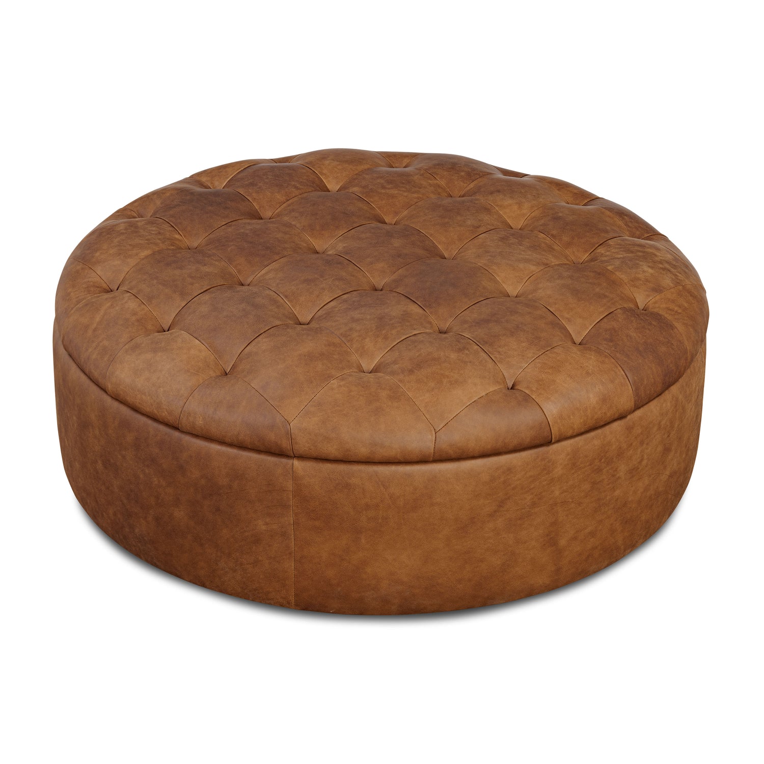 Zahra Leather Storage Ottoman | Russet Tan 