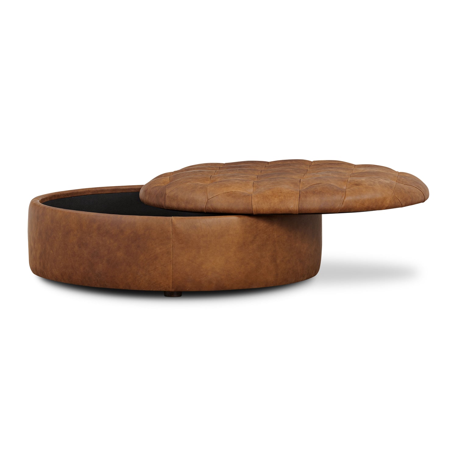 Zahra Leather Storage Ottoman | Russet Tan 