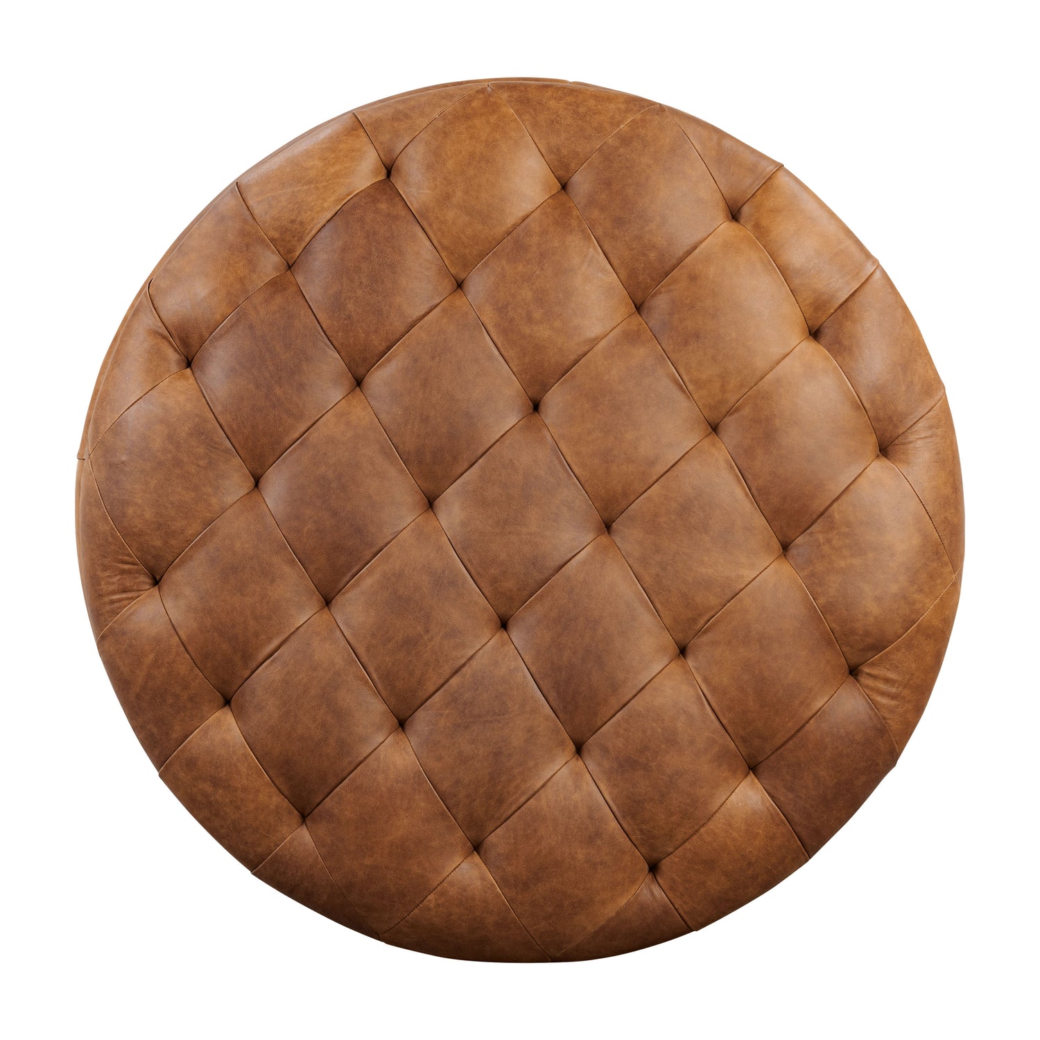 Zahra Leather Storage Ottoman | Russet Tan 