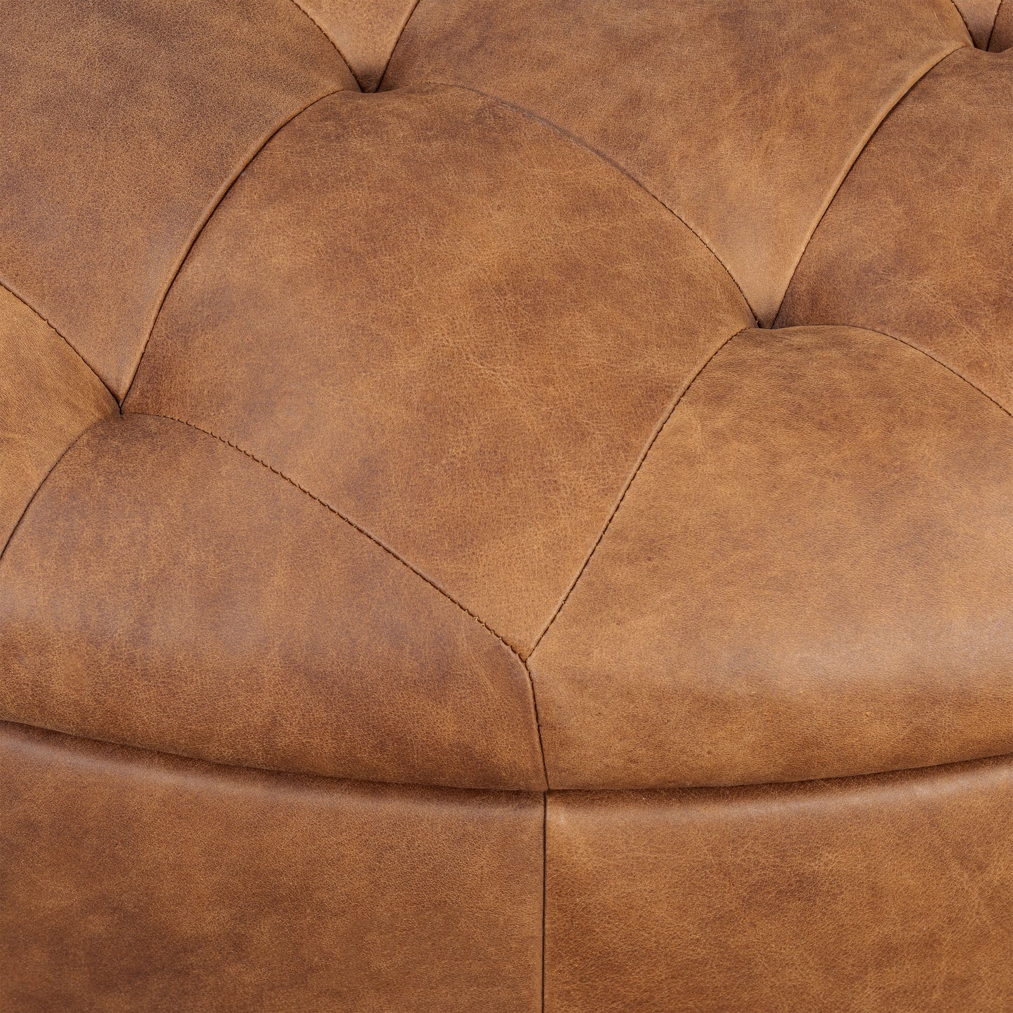 Zahra Leather Storage Ottoman | Russet Tan