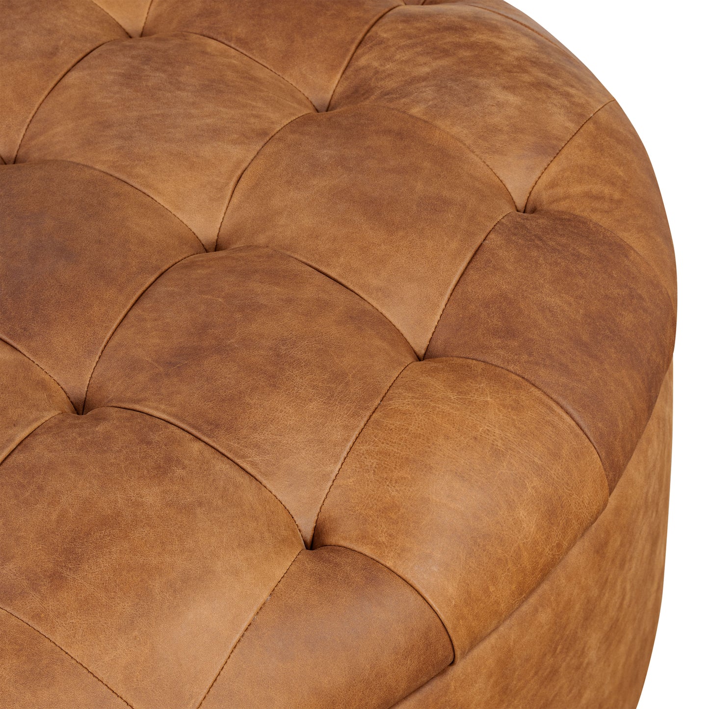 Zahra Leather Storage Ottoman | Russet Tan