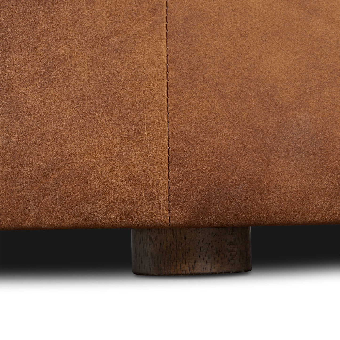 Zahra Leather Storage Ottoman | Russet Tan