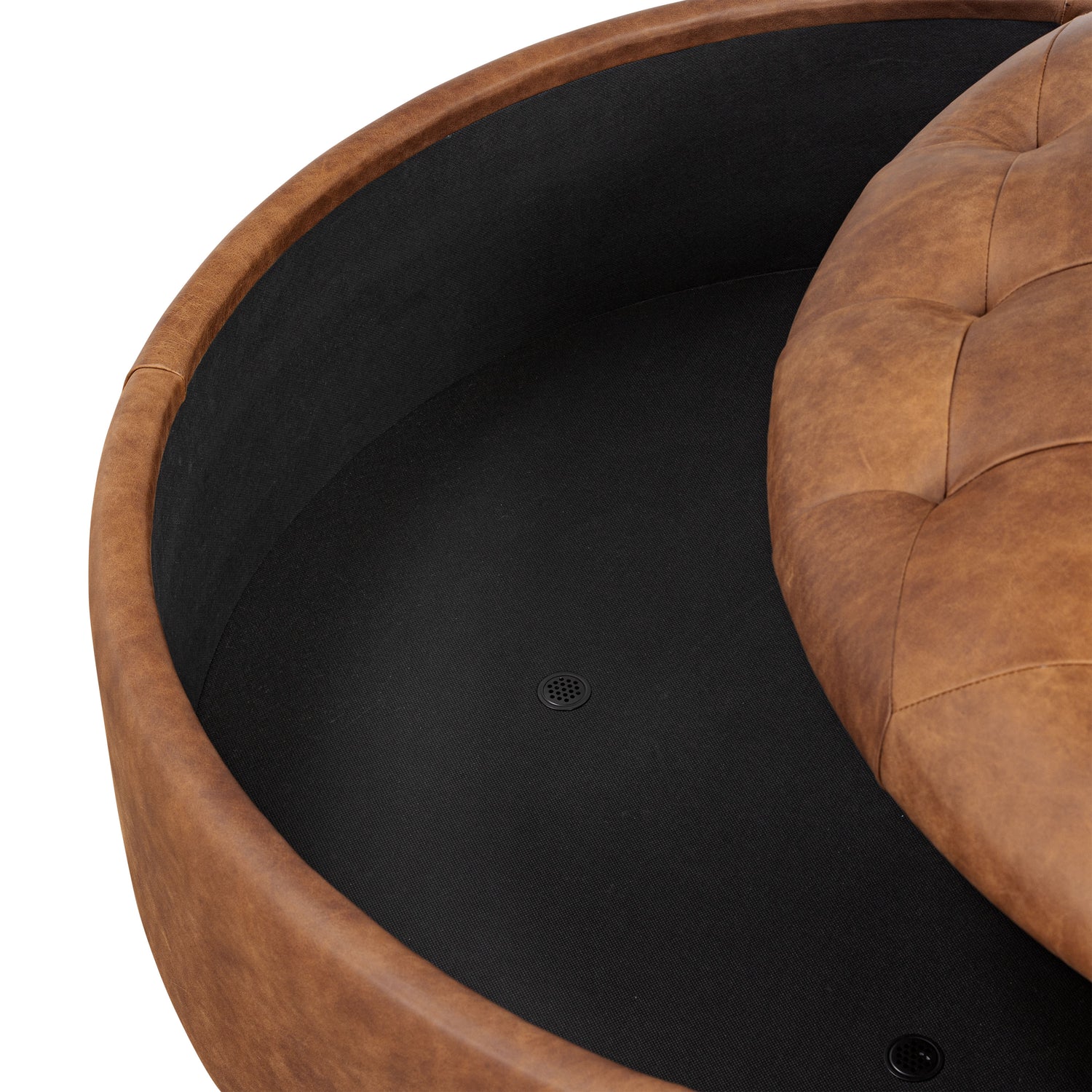 Zahra Leather Storage Ottoman | Russet Tan 