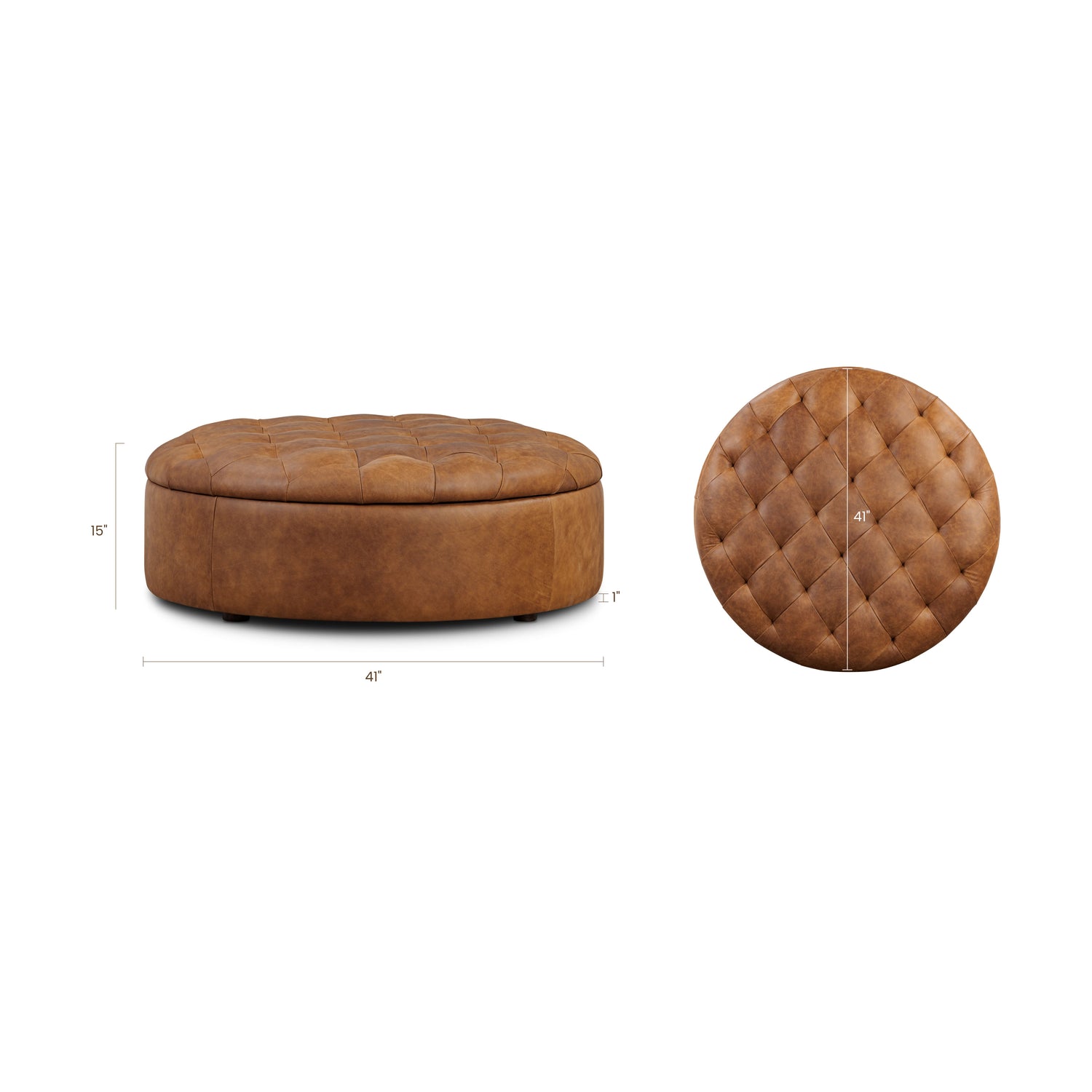 Zahra Leather Storage Ottoman | Russet Tan 