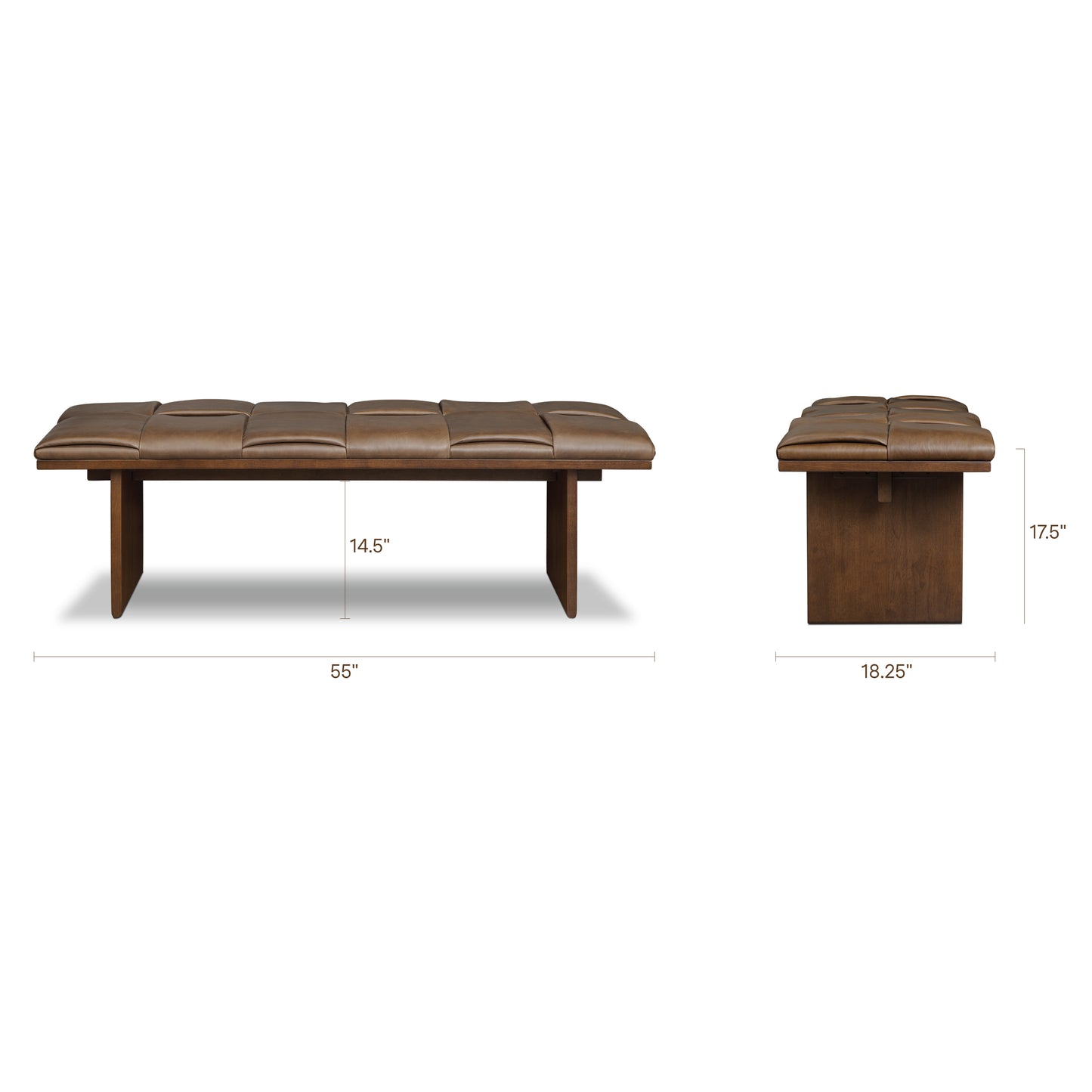 Lapua 55" Leather Bench | Cocoa Brown