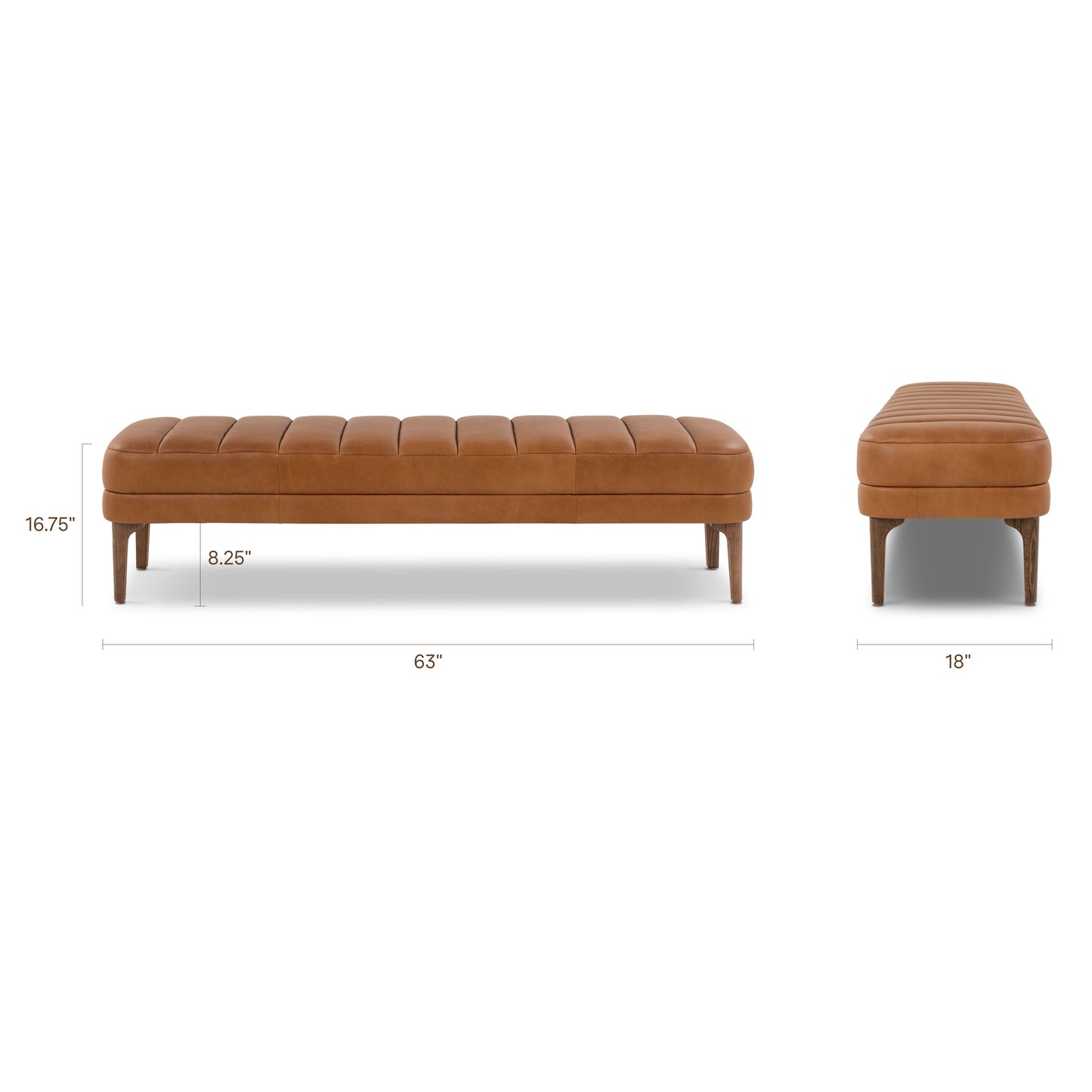Canale 63" Leather Bench | Saddle Tan