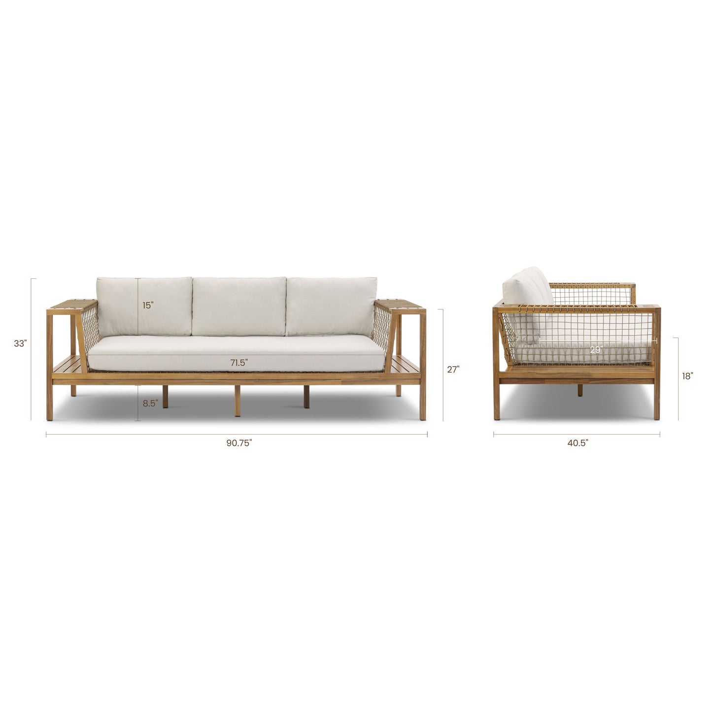 Brizo 90.5" Outdoor Daybed Sofa | Sand