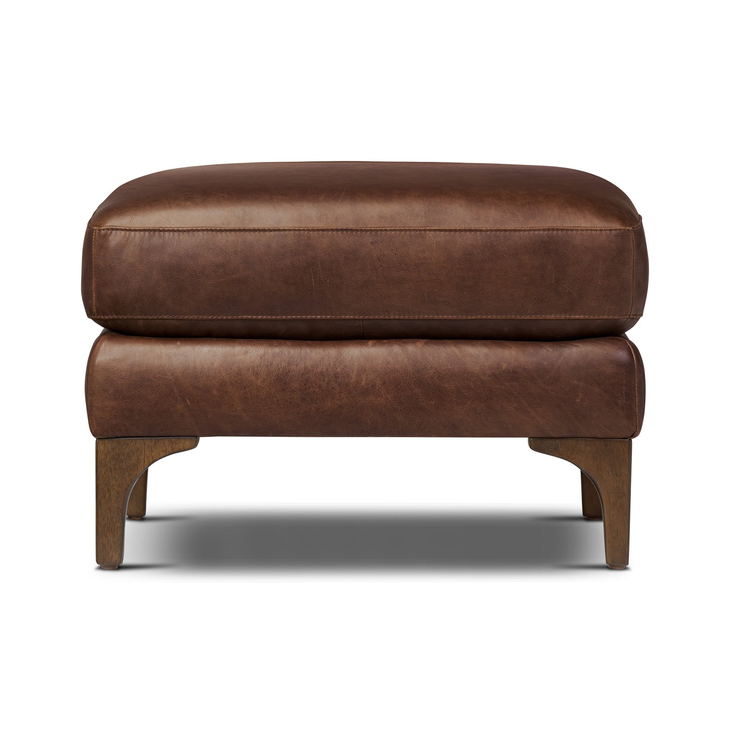 Sorrento Leather Ottoman | Chocolate Brown