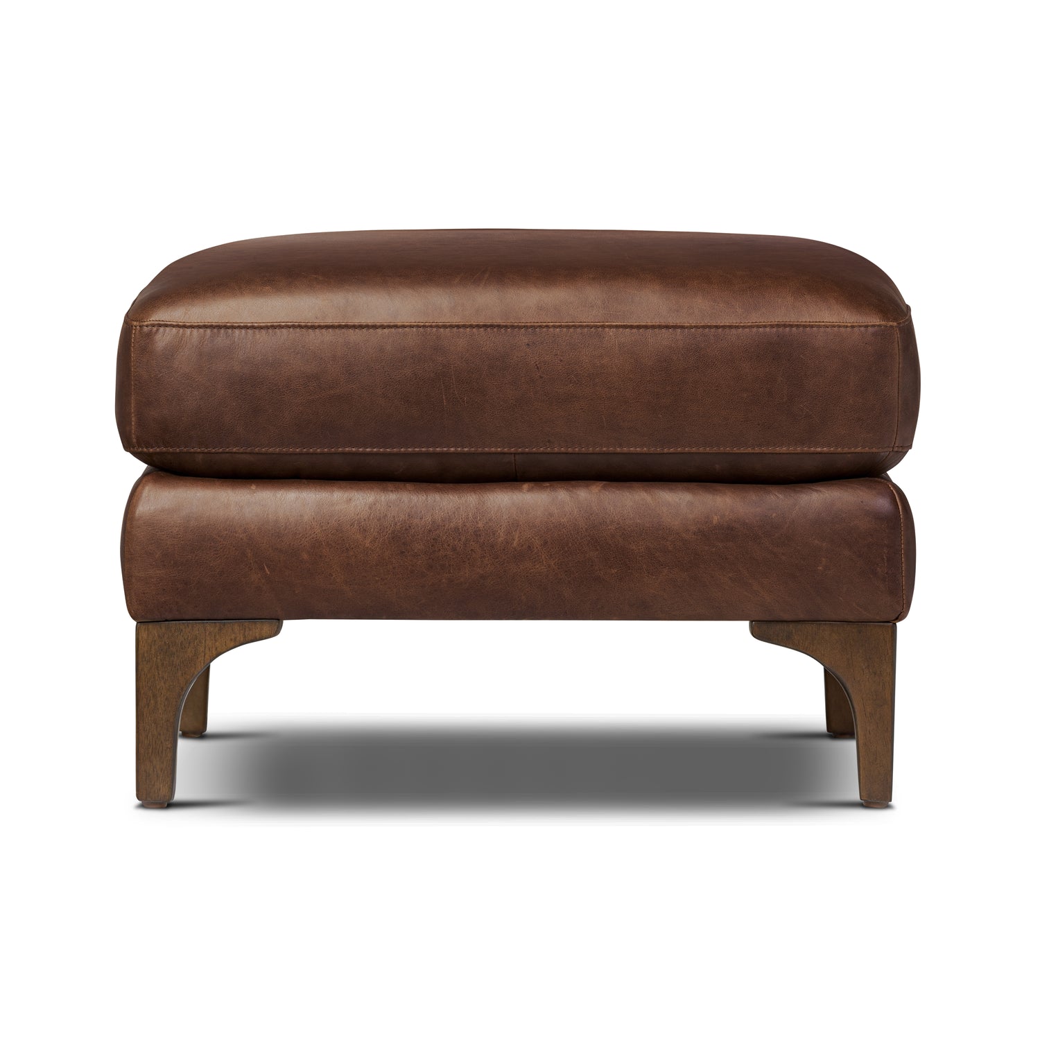 Sorrento Leather Ottoman | Chocolate Brown 