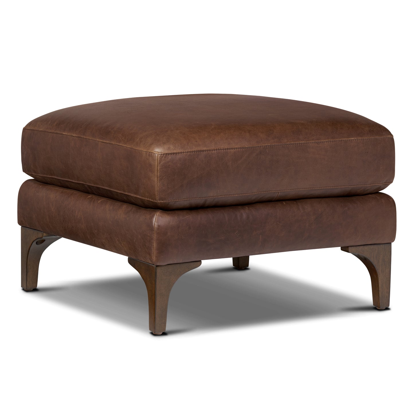 Sorrento Leather Ottoman | Chocolate Brown