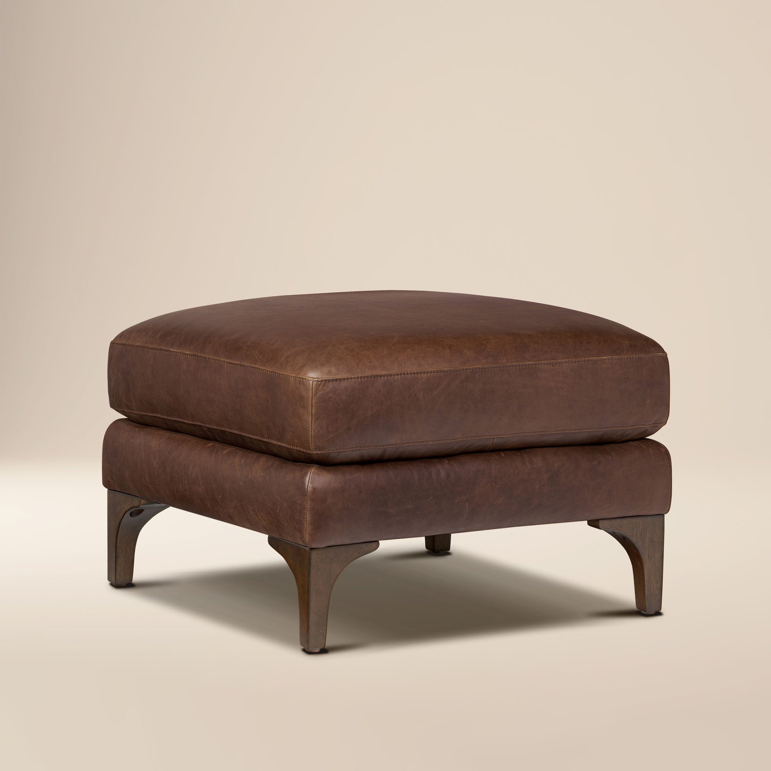 Sorrento Leather Ottoman | Chocolate Brown 