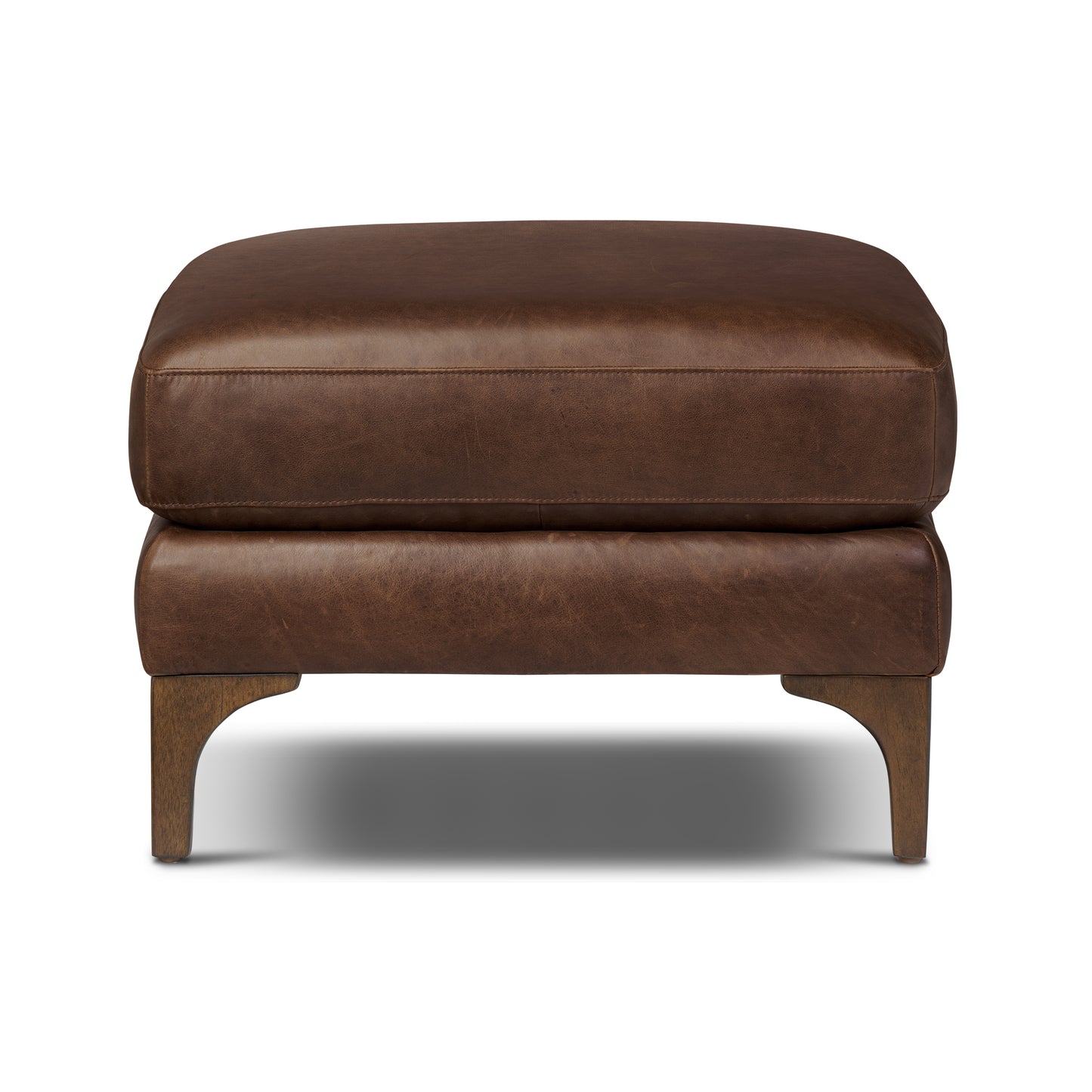 Sorrento Leather Ottoman | Chocolate Brown