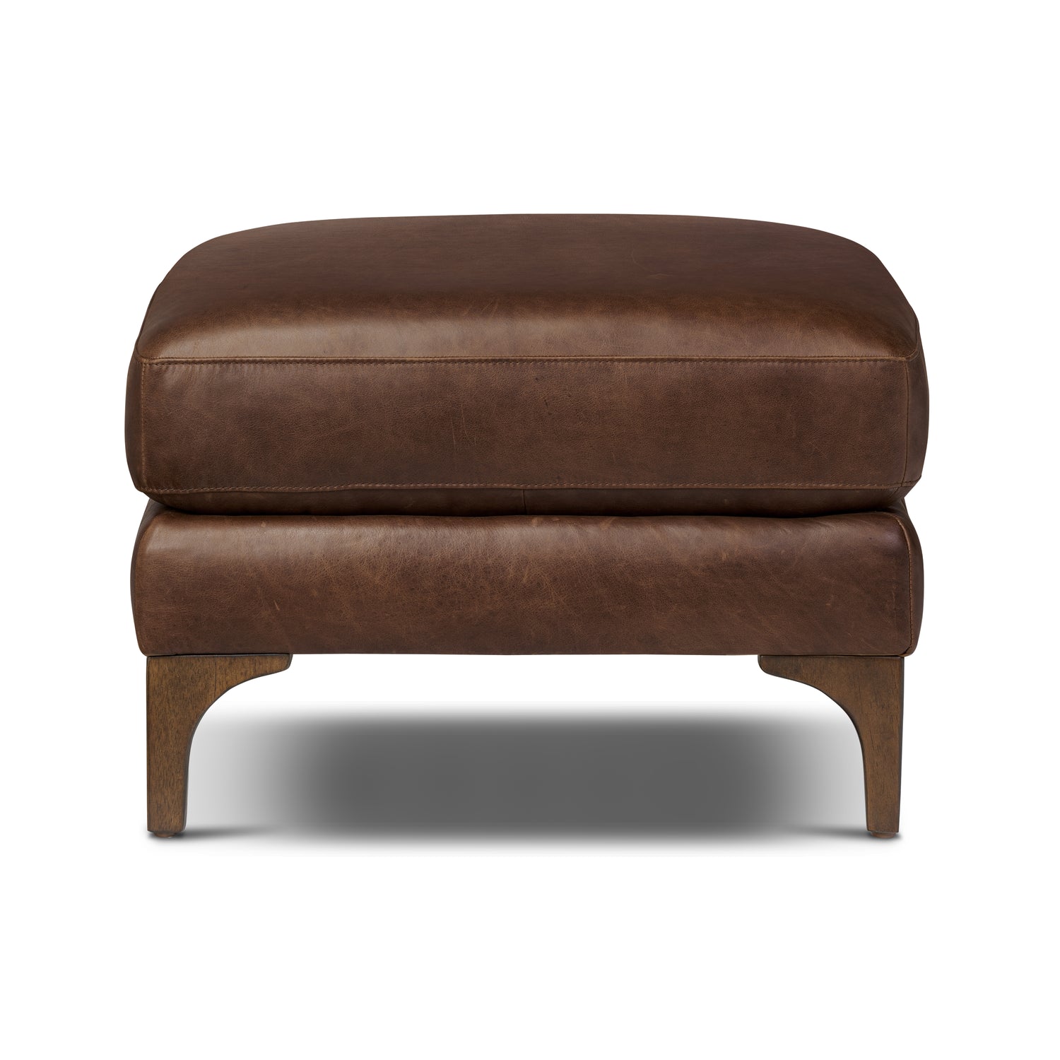 Sorrento Leather Ottoman | Chocolate Brown 