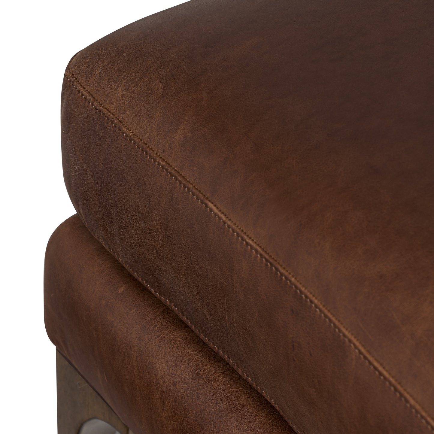 Sorrento Leather Ottoman | Chocolate Brown