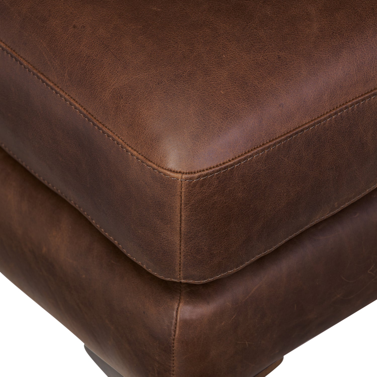 Sorrento Leather Ottoman | Chocolate Brown 