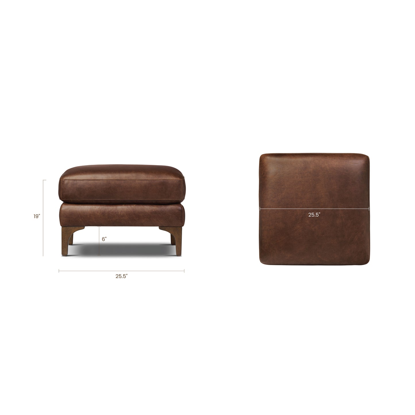 Sorrento Leather Ottoman | Chocolate Brown