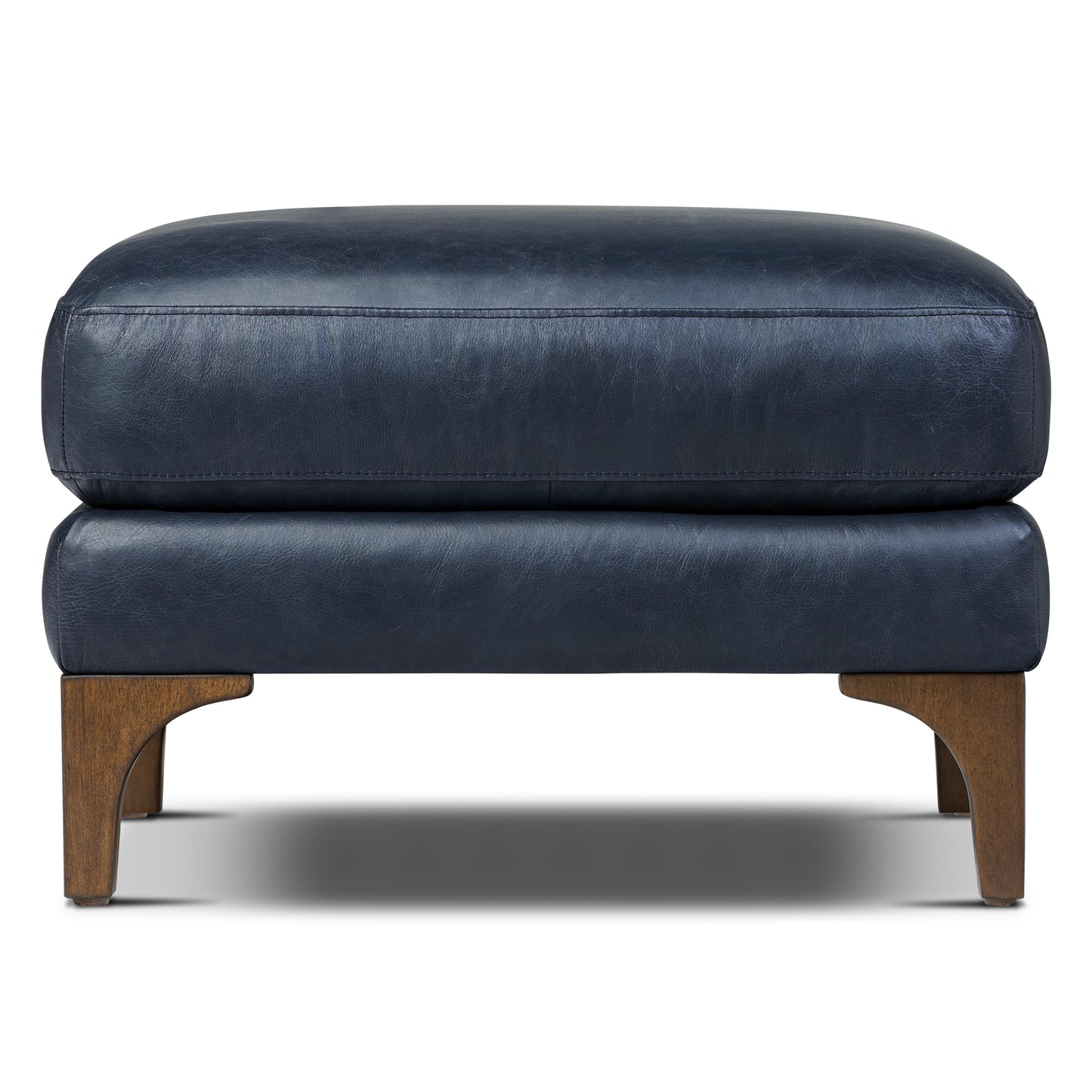 Sorrento Leather Ottoman | Nightfall Blue