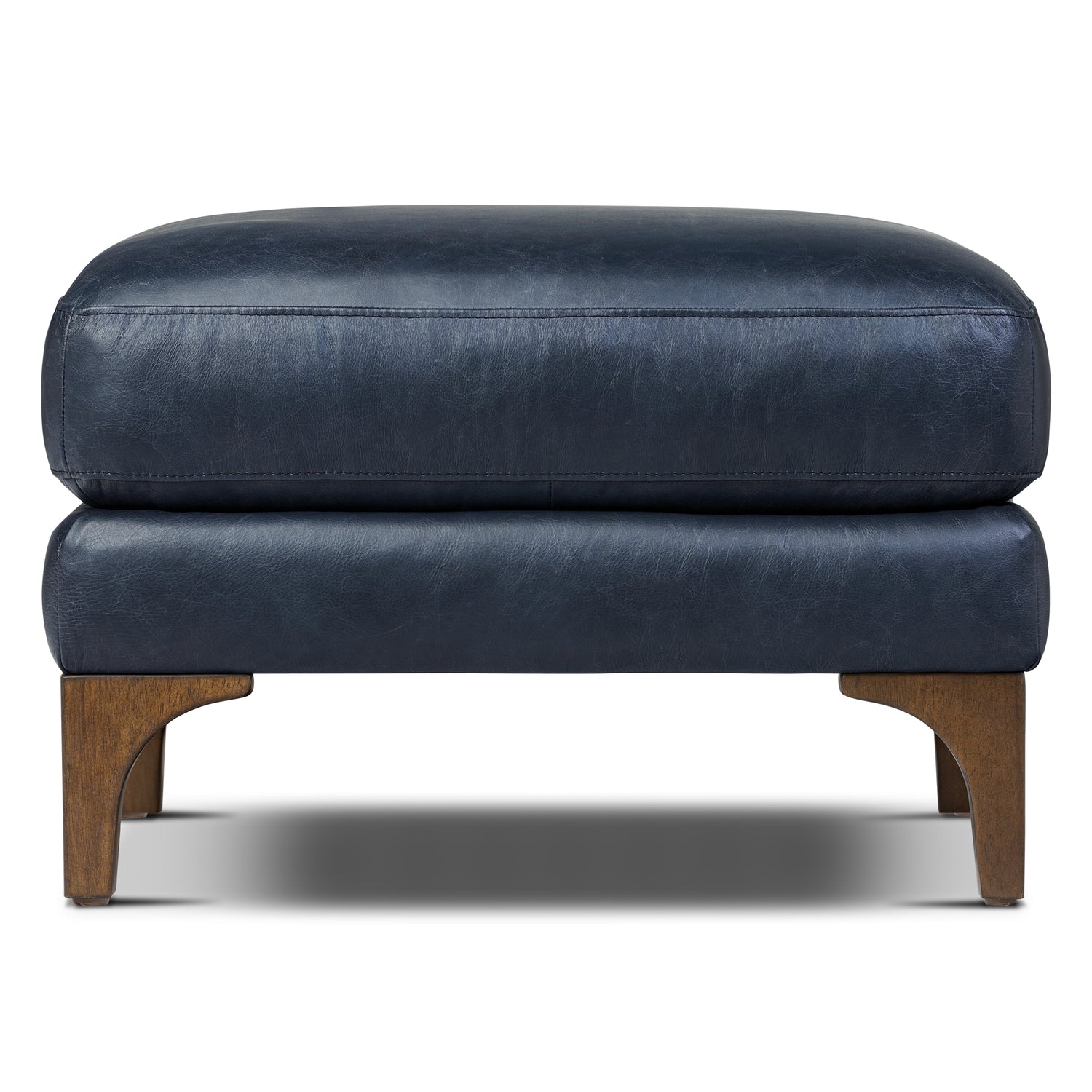 Sorrento Leather Ottoman | Nightfall Blue 