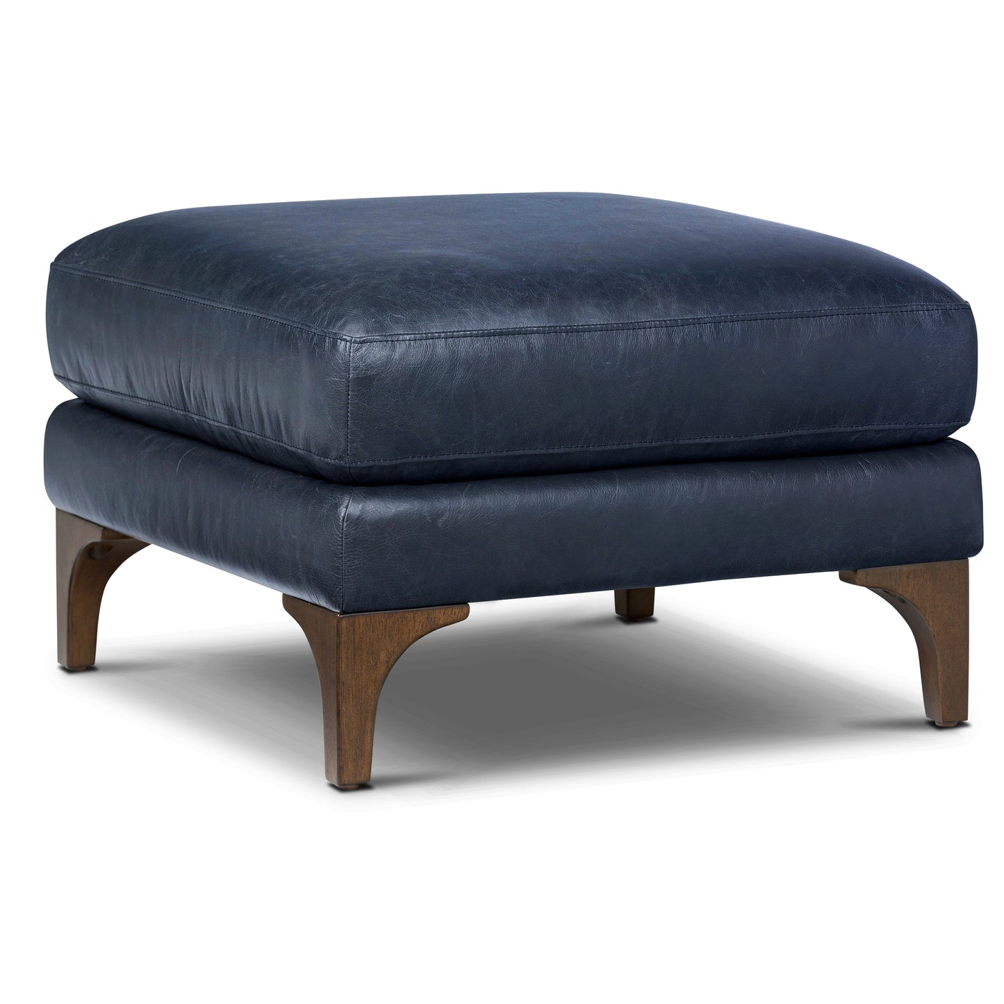 Sorrento Leather Ottoman | Nightfall Blue