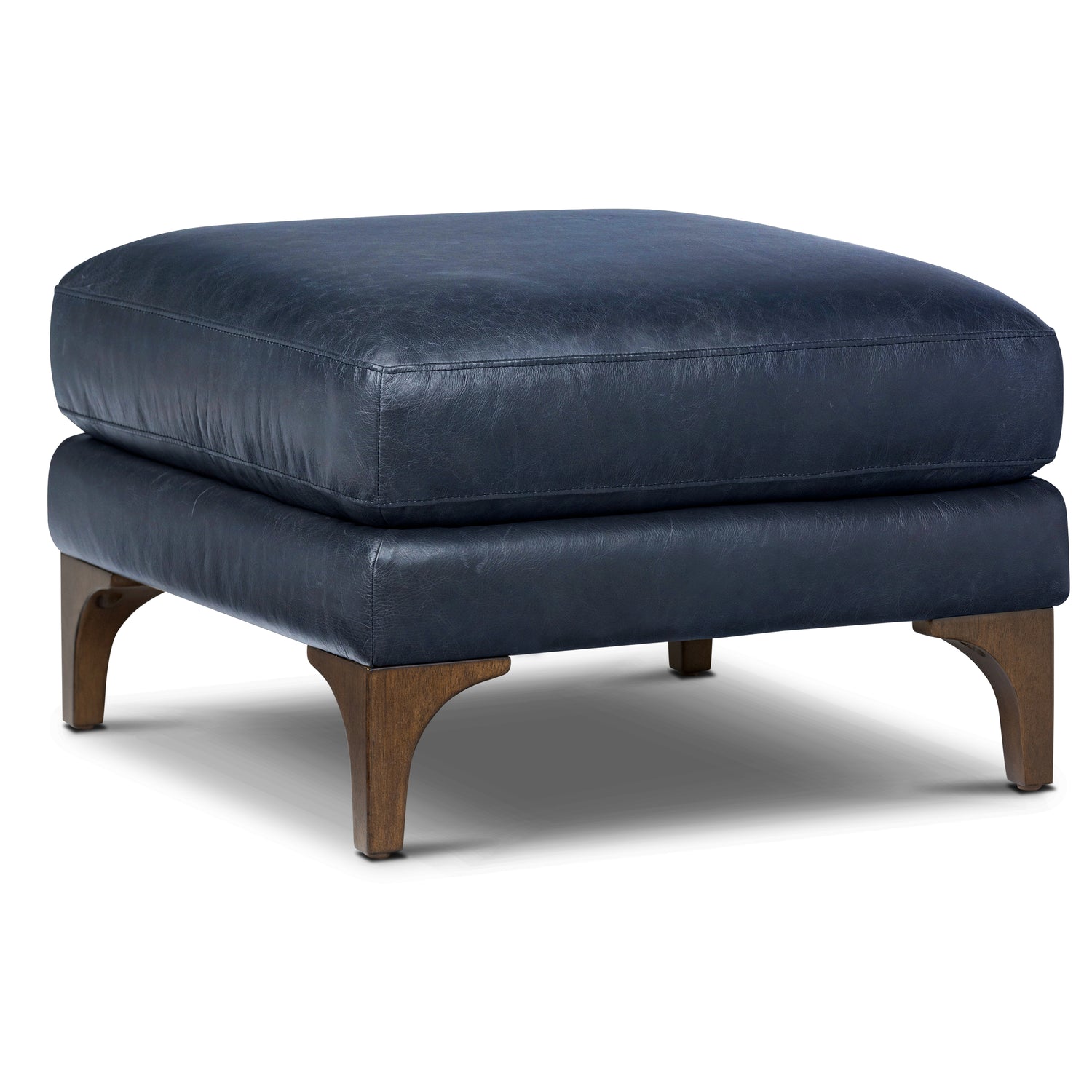 Sorrento Leather Ottoman | Nightfall Blue 