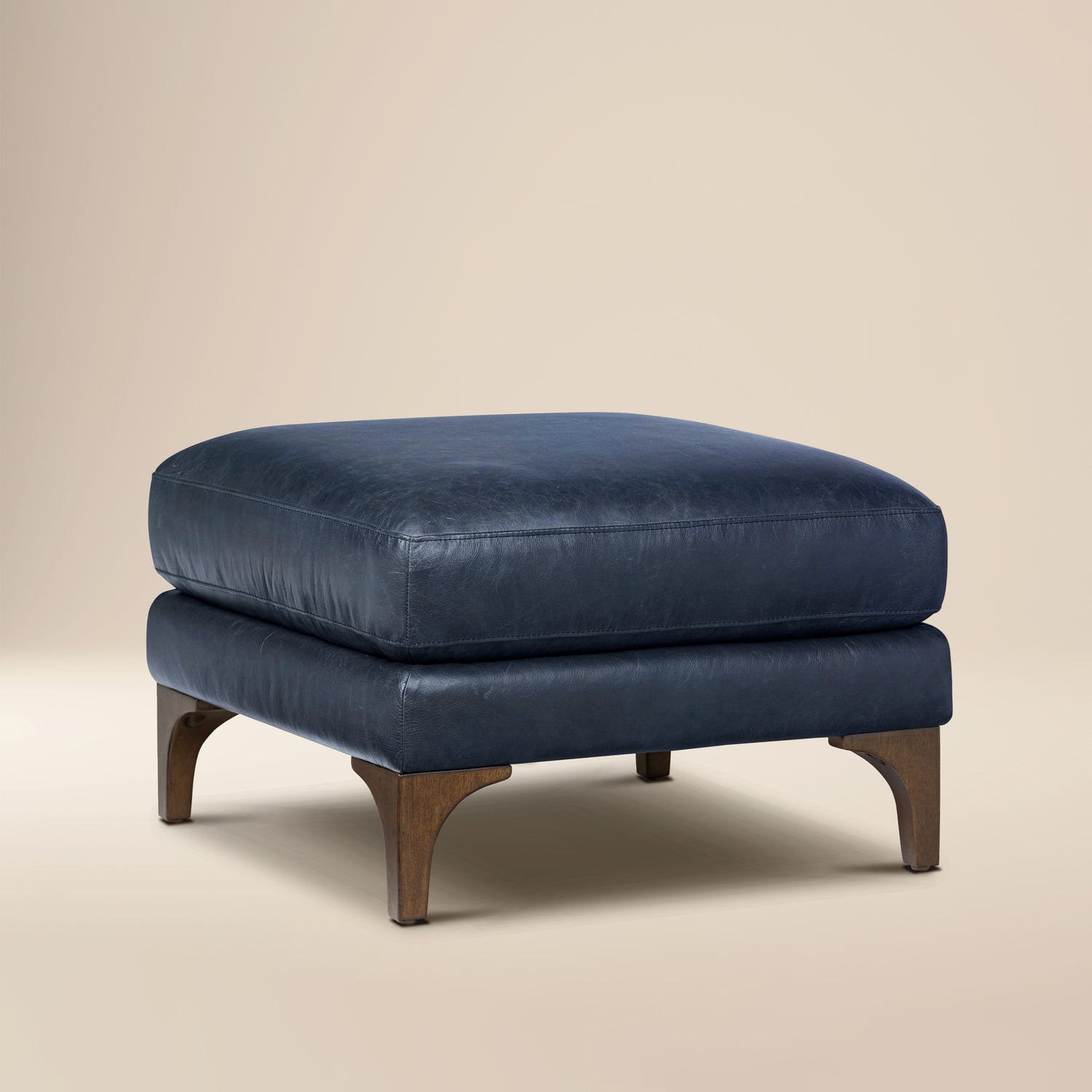 Sorrento Leather Ottoman | Nightfall Blue 