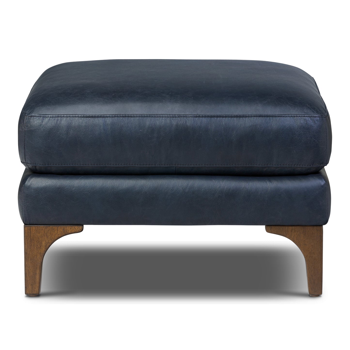 Sorrento Leather Ottoman | Nightfall Blue